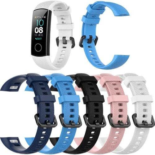 Silicone Wristband Wrist Strap with Buckle Simplicity Soft Comfortable to Wear Durable for Huawei Honor Band 5 4 Smartwatch