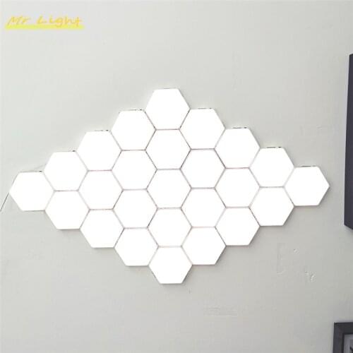 Nordic LED Hexagon Quantum Light Magnetic Modular Touch Night Lamp Touch Sensor Night Lights Bedroom Indoor Home Deco Luminaries