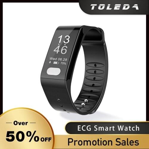 Toleda T6 Waterproof Smart Watch Wristband Heart Rate Pressure Oxygen ECG PPG Fitness Bracelet Band For Android Apple Xiaomi