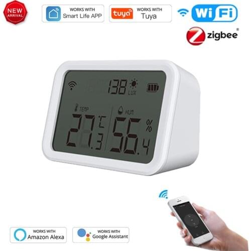 NEO Tuya Smart Zigbee Temperature And Humidity Sensor Detect Luminous Intensity Home Automation Work With Alexa Google Home
