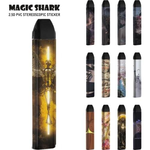 Magic Shark 2.5D Stereo PVC Cross God Statue of Liberty Skeleton Case Wrap Film Sticker Cover for Uwell Caliburn