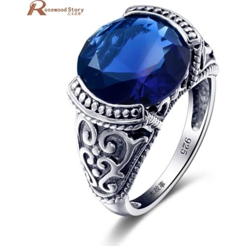 Jewelry Palace Victoria Created Sapphire Stone Engagement Rings Flower Pattern Vintage Women Luxury Ring Real 925 Sliver Jewelry