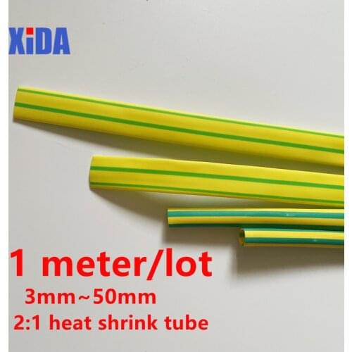 5M/Lot Yellow & Green 2MM - 16MM Assortment Ratio 2:1 Polyolefin Heat Shrink tube shrinkable tube shrink tubing cable sleeve