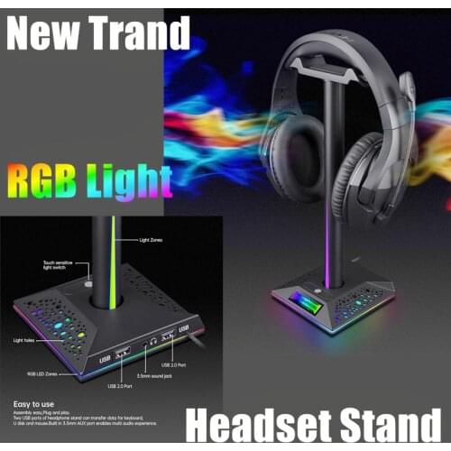 10PCS RGB Light Gaming Headset Earphone Hanger Holder Headphone Stand Desk Display Shelf Bracket Headphone Accessories Hanger