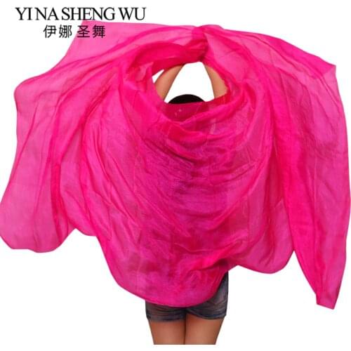 100% Silk Handmade Veils Belly Dance Performance Gradient Multi Color Silk Veil Belly Dance Accessories Kids Adults 5 Sizes