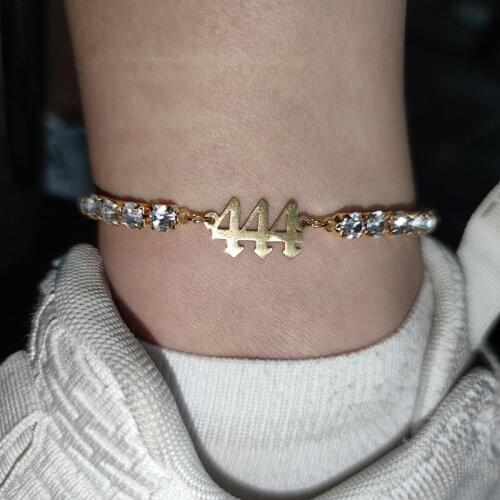 111 222 333 444 555 777 888 999 666 Devil Anklets For Women Zircon Angel Number Ankle Bracelet Boho Leg Foot Chain Jewelry