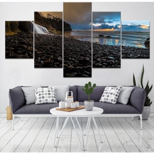5 panel Canvas Painting Lake Tree Landscape Quadros Decor Oil Picture Scenery Wall Art Picture for Living Room Frame Artwork