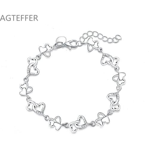AGTEFFER 925 Sterling Silver FULL Heart AAA Zircon For Women Wedding Engagement Party Fashion Jewelry