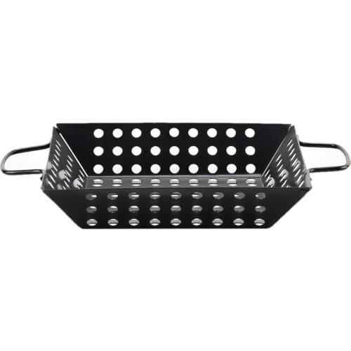 Non-stick Square Grill Pan Carbon Steel Barbecue Grill Plate Vegetable Basket Tray BBQ Tool Grilling Tray Indoor Outdoor Cooking