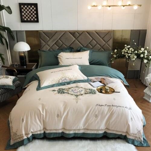 White Luxury European Pastoral Floral Embroidery 1200tC Egyptian Cotton Bedding Set Duvet Cover Flat/Fitted Sheet Pillowcases