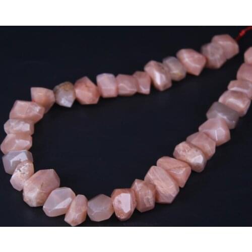 15.5"/strand Center Drilled Natural Sunstone Faceted Nugget Loose Beads,Cut Gems Moon Stone Nugget Pendant Beads Jewelry Making