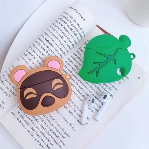 Animal Crossing Case for AirPods 1 2 Cute Cartoon Silicone Headphone Case Funda for Air Pods Case Tom Nook cover with Keychain