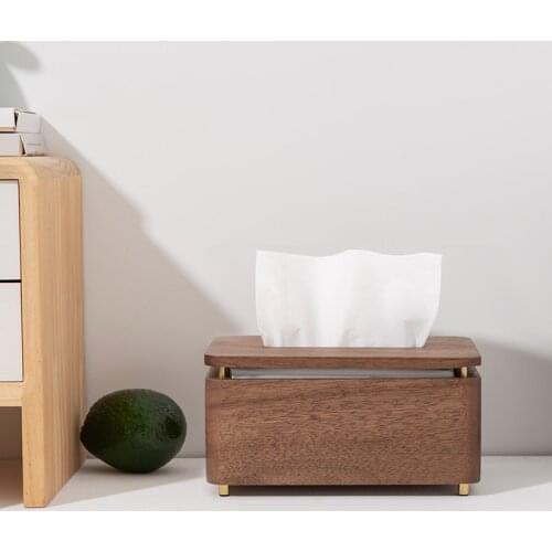 Wooden Tissue Box Creative Black Walnut Drawer Home Decoration Ornaments Bathroom Toilet Tissue Storage Box Desktop Ornaments