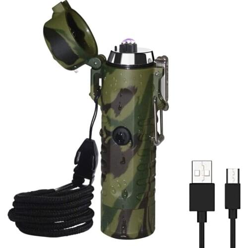 Survive Electric Lighter Flashlight Waterproof Arc Lighter Portable Handheld Flashlight For Outdoor Camping - 2 In 1