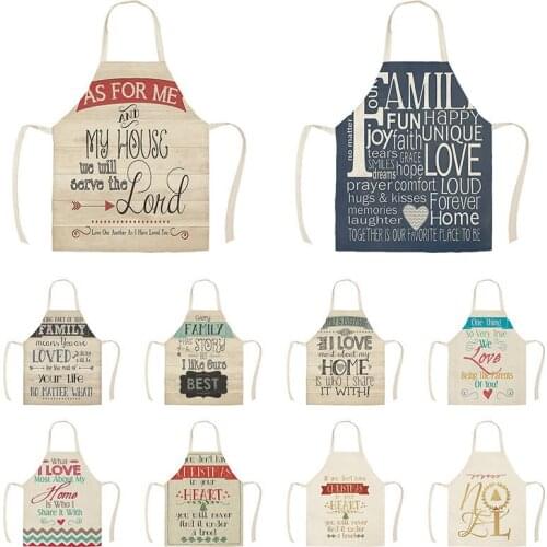 Letter Style Home Decorative Arrow Kitchen Aprons for Woman Man Home Cooking Baking Shop Cleaning Cotton Linen Apron WQ1484