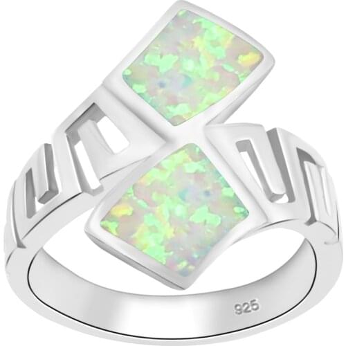 Hermosa White Fire Australian Opal Ring Size 7/8 RSCZ2580 Wholesale Jewelry Rings Special Party Wedding Gift