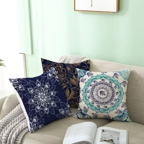 Indian Exotic Mandala Pattern Print Decorative Pillowcase Ethnic Home Cushion Cover Sofa Accessories 44x44cm