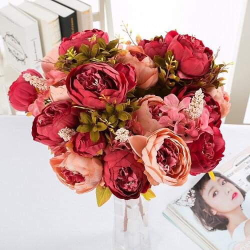 Artificial Flowers Garden Peony Flowers Bride Bouquet Studio Photo Shooting Background Decoration Props 6 Big Head Fake Flowers
