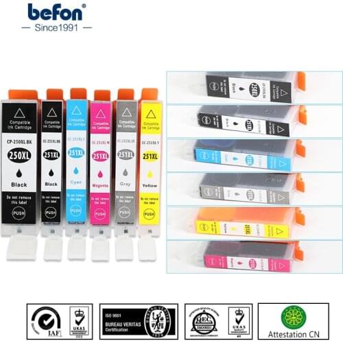 Befon x6 250XL 251XL Cartridge Compatible for Canon PGI250 CLI251 PGI 250 CLI 251 XL PGI-250 CLI-251 Ink Cartridge IP7220 MG5420