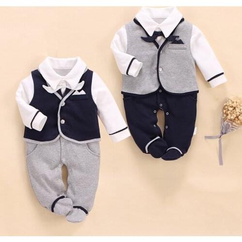Newborn Baby Boys Gentlemen Style Romper+Vest