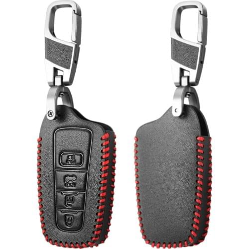 Leather Key Case For Toyota Camry CHR Corolla RAV4 Avalon Land Cruiser Prado Prius 2018 2019 2020 Remote Fob Cover 4 Button