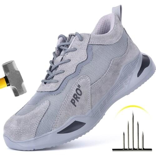 Indestructible Man Safety Shoes Light Non-Slip Work Sneakers Breathable Shoes Men Steel Toe Puncture Proof Air Mesh Safety Boots