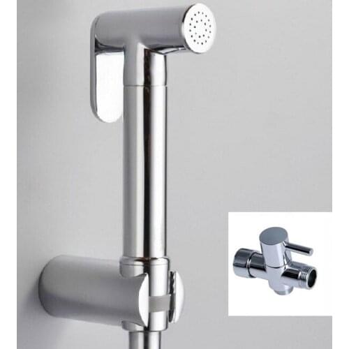 7/8" Brass T-adapter Brass Handheld Bidet Toilet Spray Douche Kit Hand Sprayer