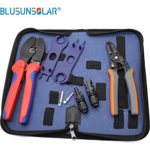 Mti tools Wire Crimper Tools Kit cable solar terminal crimper +Wire Cutter Piler+ spanner wrench + solar connector
