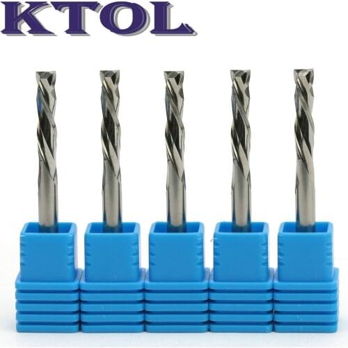 4x17mm Two Flutes Spiral Bits CNC Tungsten Carbide End Mill Cutter Set, UP& DOWN Cut Mill Cutter Router Bit Woodworking Tools