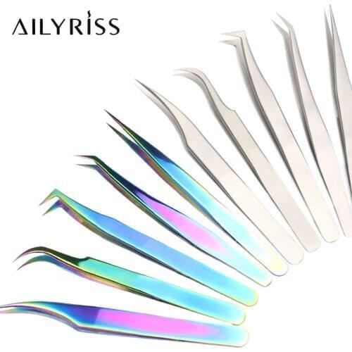 Eyelash Extension Tweezers 3D Volume Lashes Stainless Steel Tweezer Non-magnetic Eyebrow Eyelashes Tools Professional Makeup