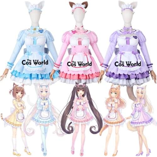 NEKOPARA Volume 4 Chocola Vanilla Coconut Lolita Maid Apron Dress Uniform Outfit Anime Cosplay Costumes