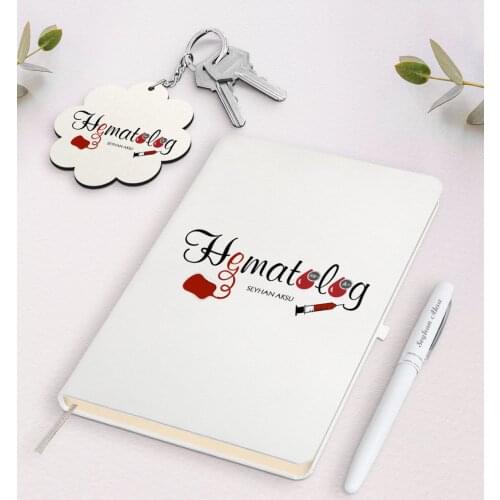 Personalized Hematologist White Notebook Pen And Keychain Gift Set