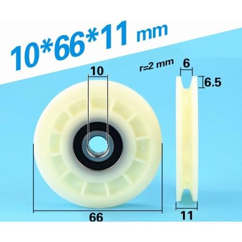 10pcs 10*66*11mm U groove plastic sheave 6000 bearing pulley, nylon wheel, rolling pulley, wire rope, lifting wheel