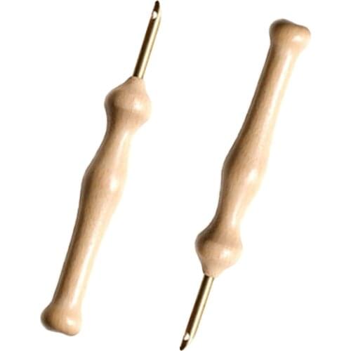 Durable Knitting Embroidery Needle Bold Large Craft Sewing Accessories Practical Punch Convenient DIY Wood Handle Weaving Tool