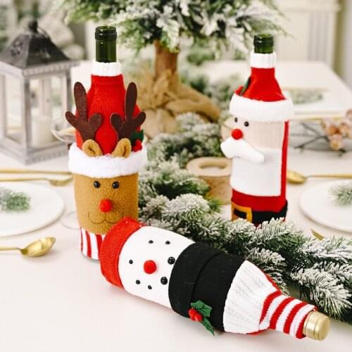 Christmas Home Decoration Santa Claus Wine Bottle Cover New Year 2022 Christmas Table Decor Xmas Gifts Christmas 2021 Navidad