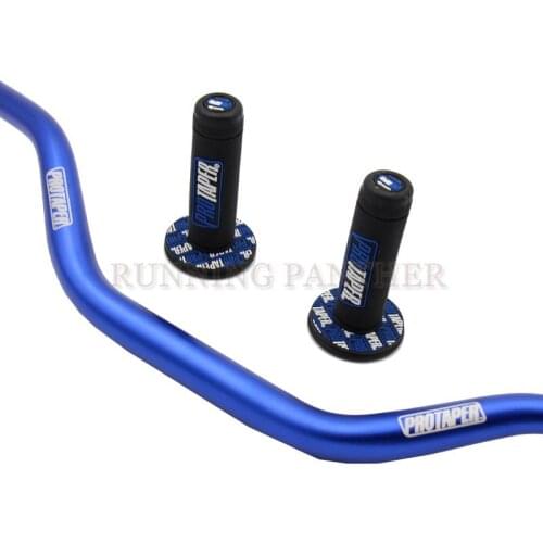 Blue 1 1/8" 28MM MX Handlebar and Grips For KAWASAKI KX125 KX250 99-08 KXF250 04-14 KXF450 06-14
