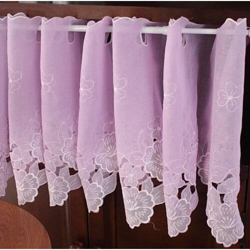 Pierced flower pattern gauze, Terylene coffee screens, short screens, three color options (pink, white, purple)