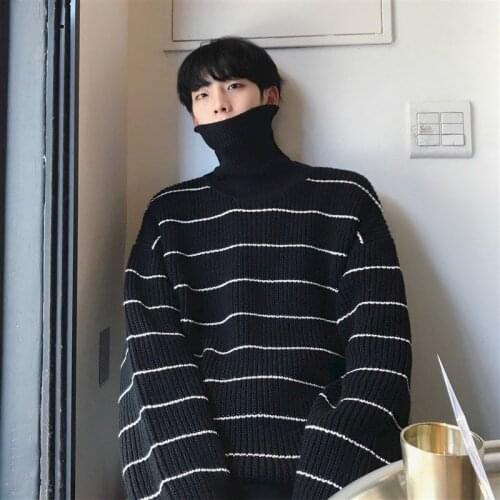 Warm Autumn Winter Turtleneck Sweater Long-sleeved Men Loose Oversize Korean Japanese Handsome Version Trendy Student Outer Wear