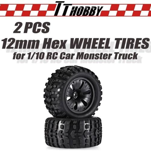 TTHOBBY 2PCS Rc Wheel Tire 120MM Tires Wheels Monster Truck Tires for 1/10 RC Car Crawler Traxxas Slash Axial SCX10 ZD Racing