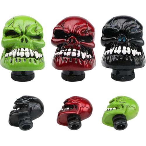 Universal Manual Gear Shift Knob Shifter Lever Wicked Carved Skull pomo marchas Black Green Red Silver Car Accessories