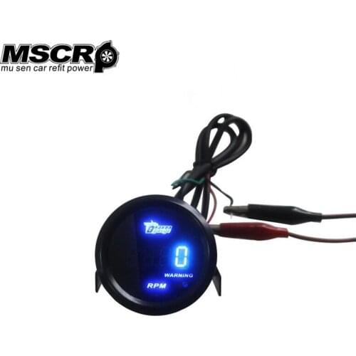 Universal 52mm Black Shell and Blue LED backLight Digital Tachometer Gauge 0-9999 RPM