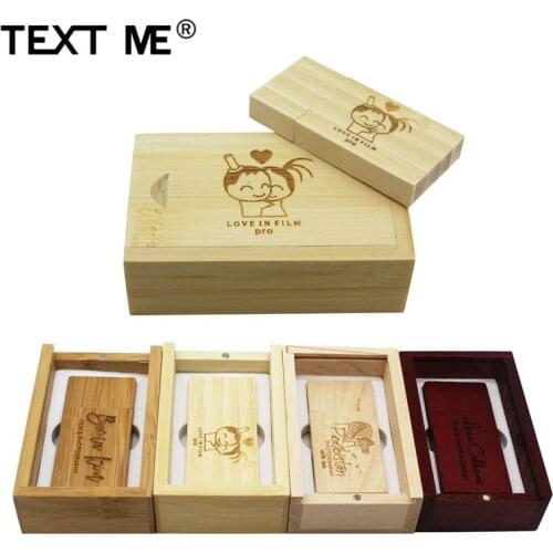 TEXT ME wooden+box Free custom made LOGO usb flash drive 4GB 8GB 16GB 32GB 64GB usb 2.0 photography gift