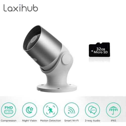 Wifi Camera 1080P HD Smart Home 32G for Alexa&Google Bullet Security Webcam Waterproof Night AI Human Detection Ip Cam Outdoor
