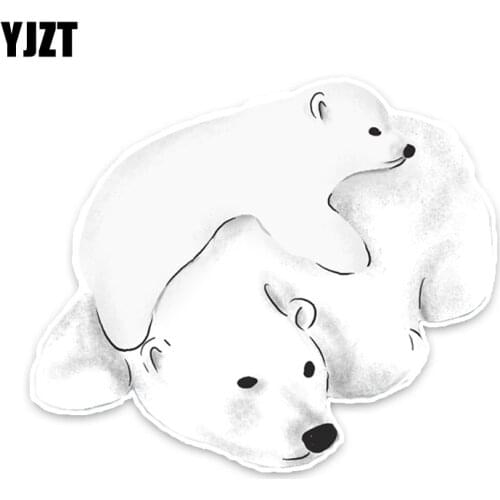 YJZT 12.6CM*15CM Cartoon White Polar Bear PVC Animal Decal Car Sticker C29-0666