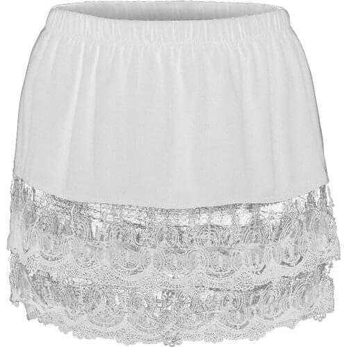 Womens Layered Patchwork Skirt Tiered Sheer Lace Trim Extender Half Slip Plus Size Skirt Solid Color A-line High Waist Bottoms