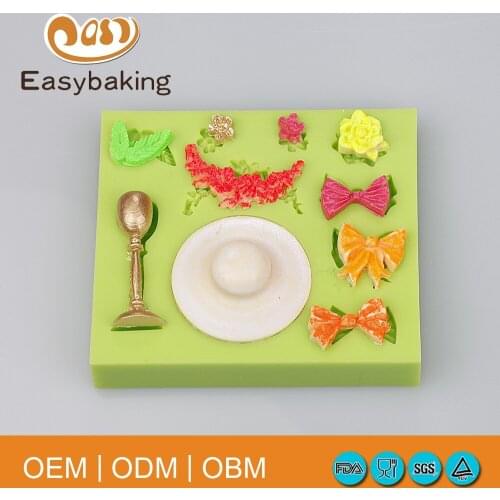 Lady hat shape fondant mold bowknot mold for party cake decoration tools baking ware