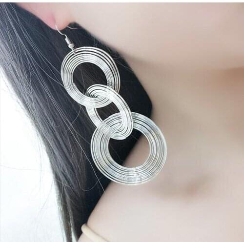 Ex717 Europe Fashion Vintage Gothic Multi-layer alloy geometry circle studs earrings 2021 trend Womens Jewelry Accessories