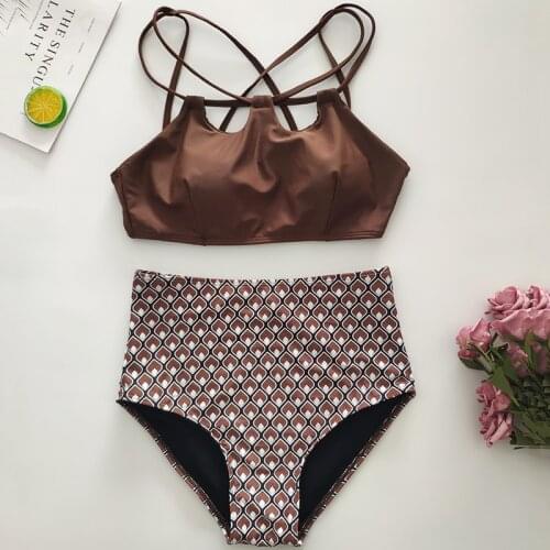 Brand NEW Sexy Bikini Women Swimwear Retro Plaid High Waist Bikini Push Up Two Pieces Swimsuit Hot Girls Beach Wear Bathing Suit