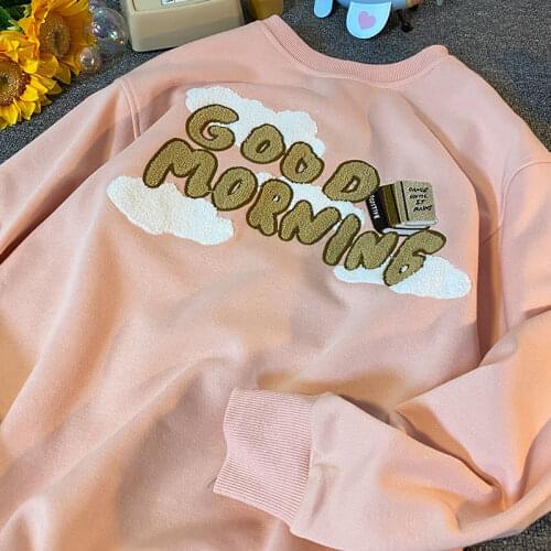 2021 Winter Harajuku Cute Letters Printed Sweatshirt Women Cartoon Designer Long Sleeve O-neck Pullovers Teens Clothes Fashion