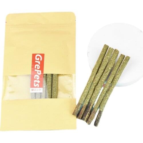 5pcs Cat Molar Toothpaste Stick Natural Catnip Actinidia Fruit Silvervine Wood Polygonum Pet Snacks Cleaning Teeth